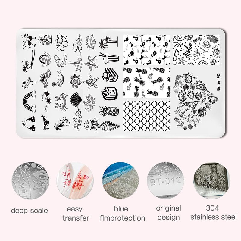Biutee Nail Stamper Kit with Clear Stamper and Scraper, 10 Nail Stamping Plates and 8 Gel Stamping Polishes, UV Cure Required, Floral Animal Leaves French Nail Art Set for Beginners