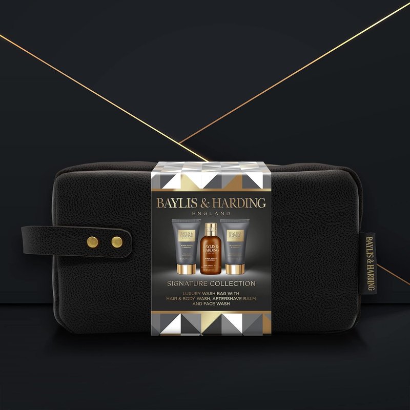 Baylis & Harding Men's Gift Set - Luxury Wash Bag with Black Pepper & Ginseng | 3-Pack