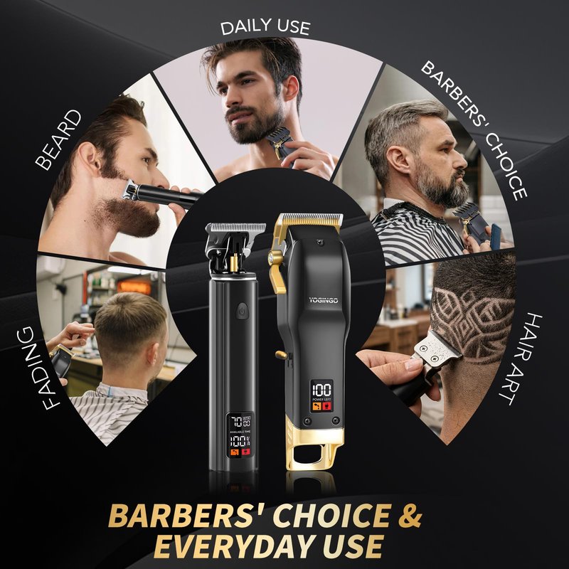 YOGINGO Professional Hair Clippers for Men, Barber Hair Cutting Kit Cordless, Rechargeable Grooming Set Gifts for Men