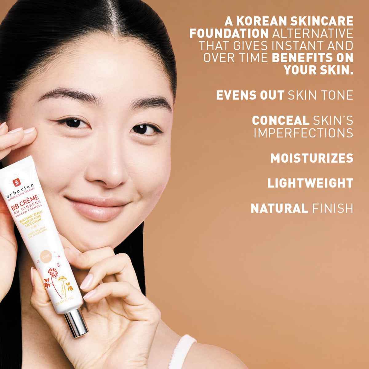 Erborian BB Cream with Ginseng, Fair (Clair) - Lightweight Buildable Coverage with SPF 20 & Ultra-Soft Matte Finish Minimizes Pores & Imperfections - Korean Face Skincare - 1.5 Oz