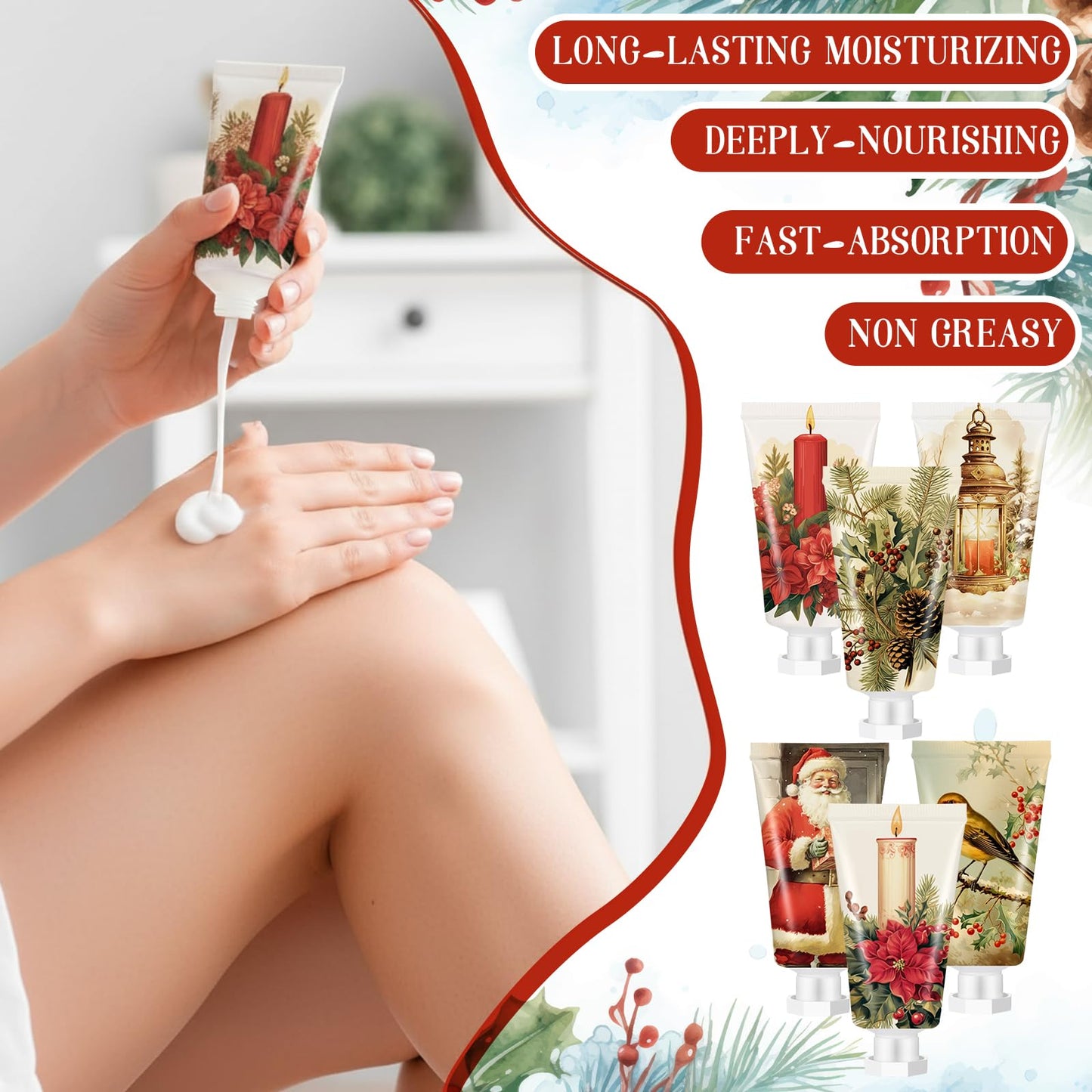 Dimsile 72 Pcs Christmas Hand Cream Bulk Gift Set Retro Christmas Mini Hand Lotion Travel Size Moisturizing Body Cream for Women Homeless Birthday Xmas Gift Stocking Stuffer