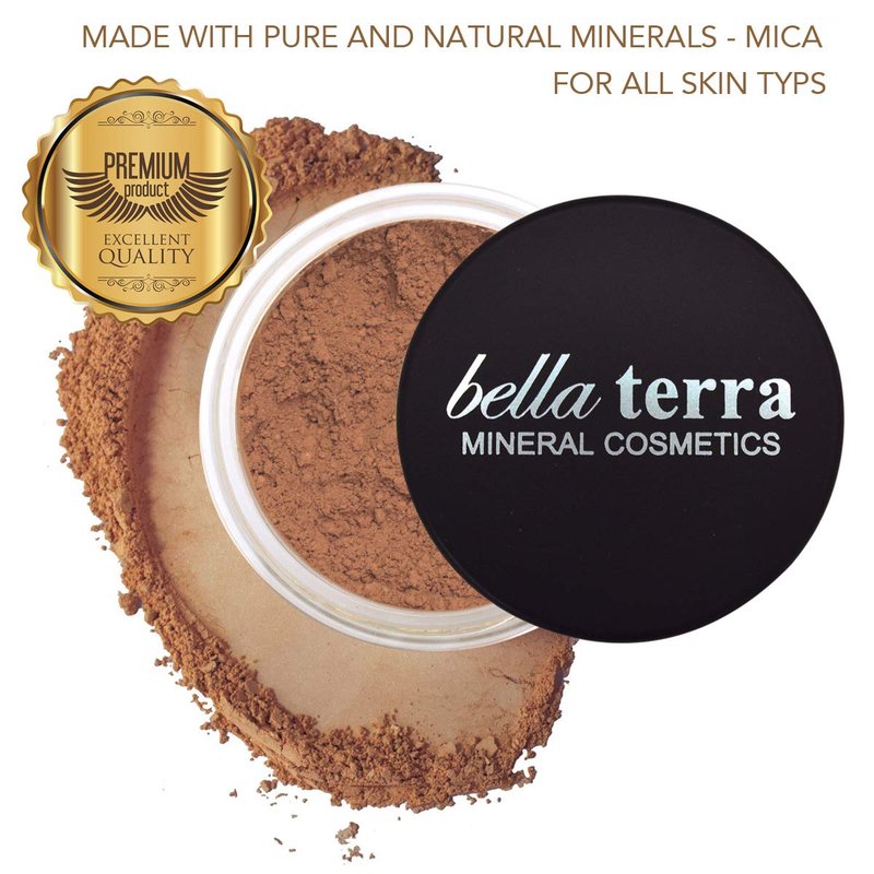 BellaTerra Cosmetics Mineral Powder Foundation – Maple | Deep Warm Undertone | Buildable Matte Mineral Formula for Smooth, Balanced, Long-Lasting Coverage 9g