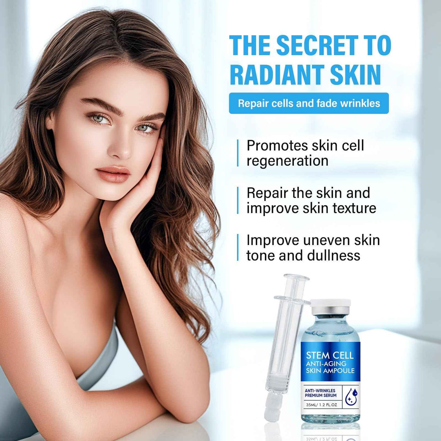 Stem Cell Anti-Aging Serum - Firm, Hydrate, and Renew Your Skin for a Youthful Glow,Strengthens and Moisturises Skin，Use with and Without MicroNeedling, Anti Aging & Smooth Wrinkles