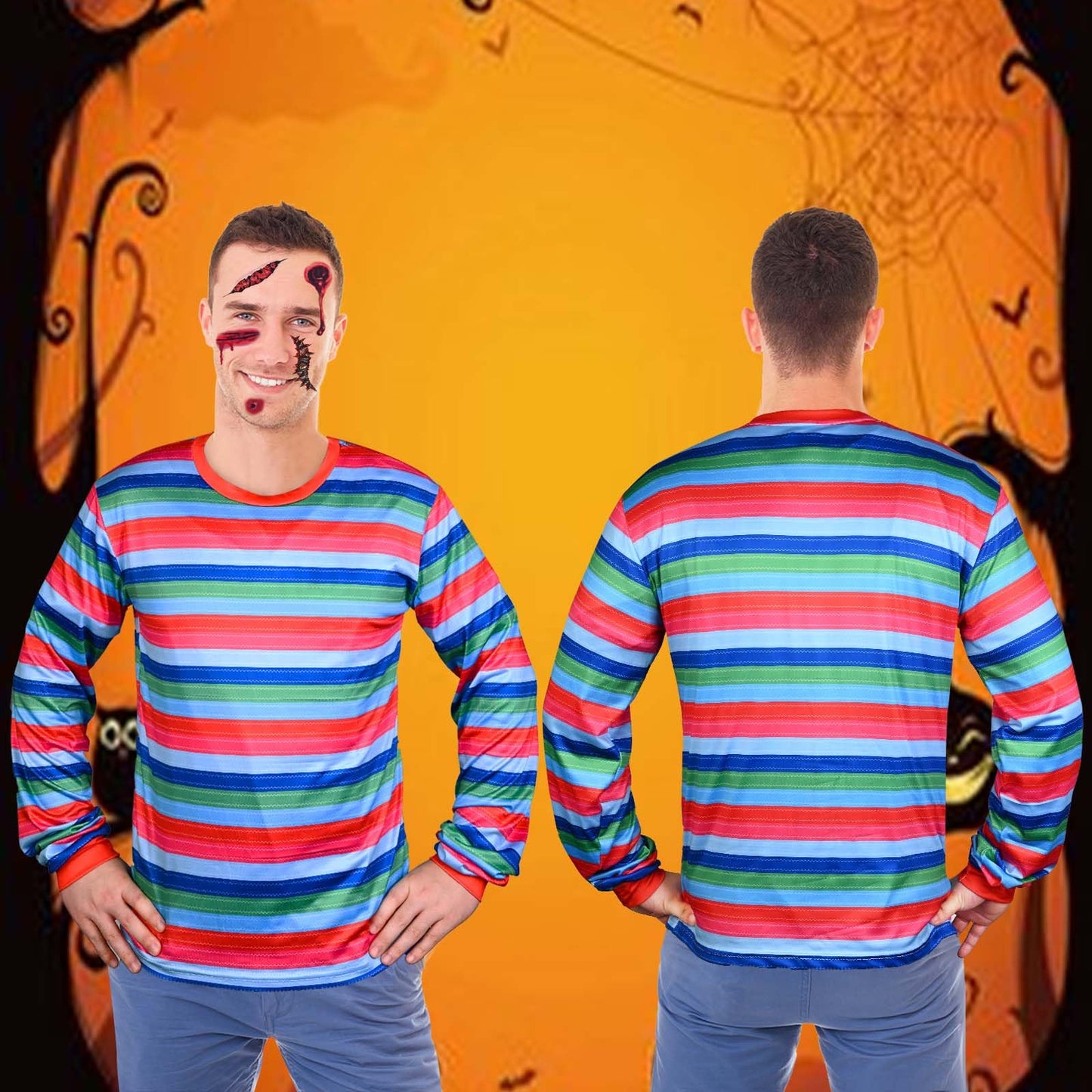 Kavoc 3 Pcs Movie Character Costume Include Shirt Stickers and Patch for Men Women Halloween Dress Up(XL)