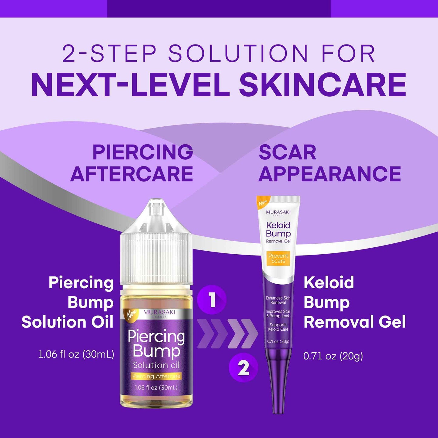 Piercing & Keloid Bump Solution Oil & Gel Kit, Piercing Aftercare Treatment Piercing Bump Solution Aftercare Oil (30 mL) + Keloid Bump Removal Gel (20 g) (2 Pack)