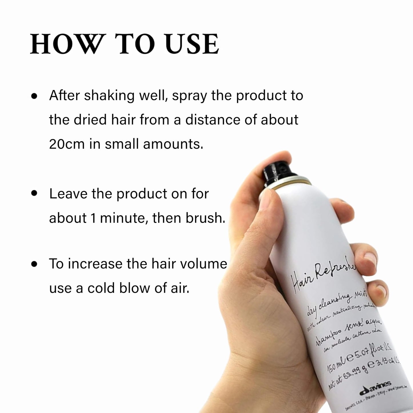 Davines Hair Refresher Dry Shampoo, Oil-Absorbing Volumizing Spray - Instantly Cleans & Refreshes Hair without Water - Rice Starch Formula Leaves No White Residue or Build-Up, 5.07 Fl Oz