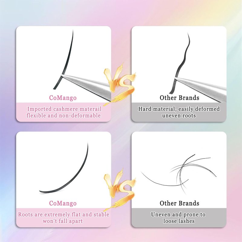 Manga Lashes | Premade Spike Eyelash Extensions for Cosplay - C/D Curl, Thick Wet Look, Black Spike, 0.07-D-Mix 8-15mm