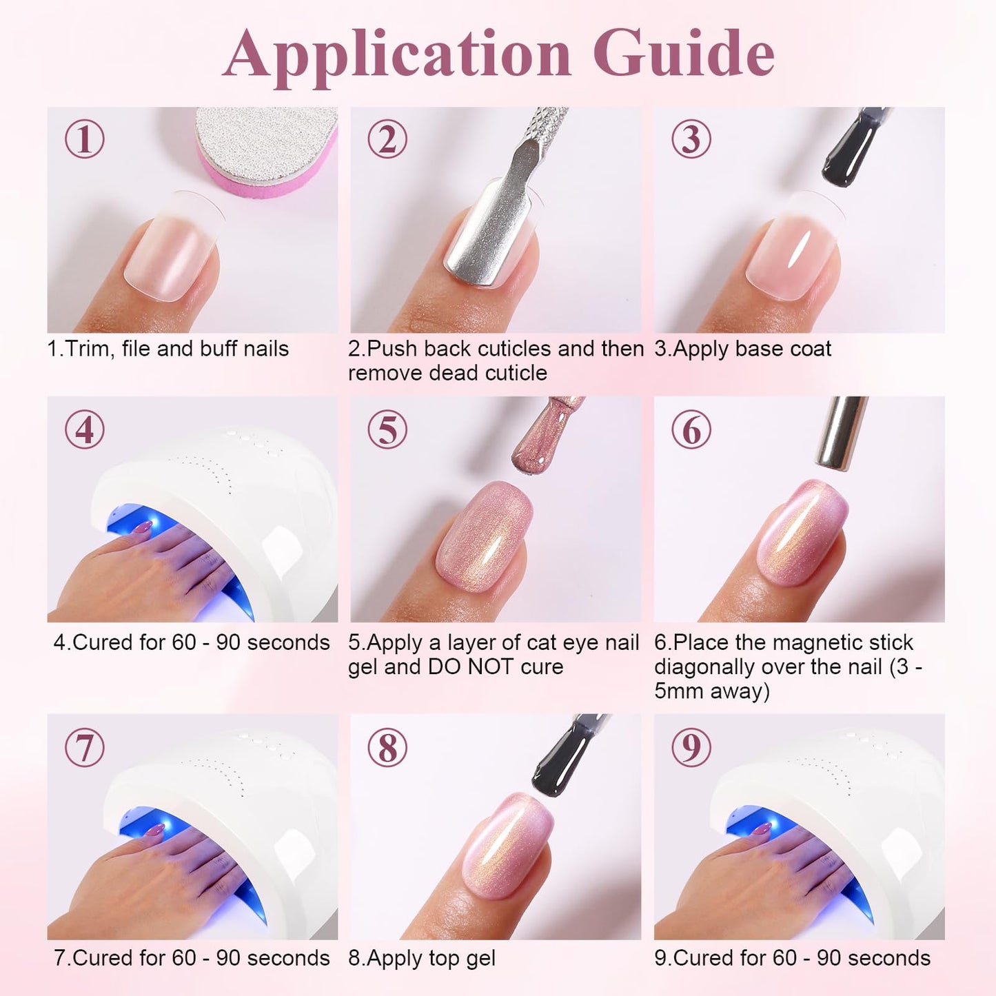 Firedeep 10ml Hema-Free Cat Eye Gel Nail Polish Set with Magnet 6 Colors Pink Green and Blue Magnetic Nail Polish DIY at Home Salon Art Gift for Women