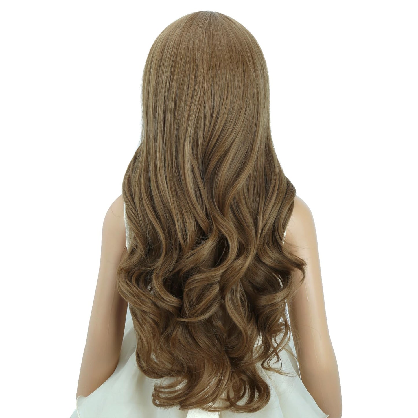 Edivd Ginger Wig for Kids Children Long Light Brown Wavy Curly Wig Girls Long Ginger Middle Part Wigs Heat Resistant Synthetic Wigs with Cap
