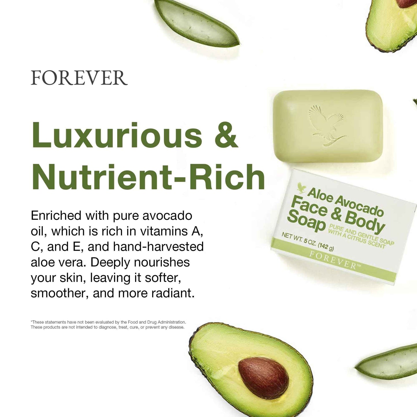 Forever Living - Aloe Avocado Face and Body Soap - Gentle Cleansing with Fresh Citrus Scent and Moisturizing - Pack of 3