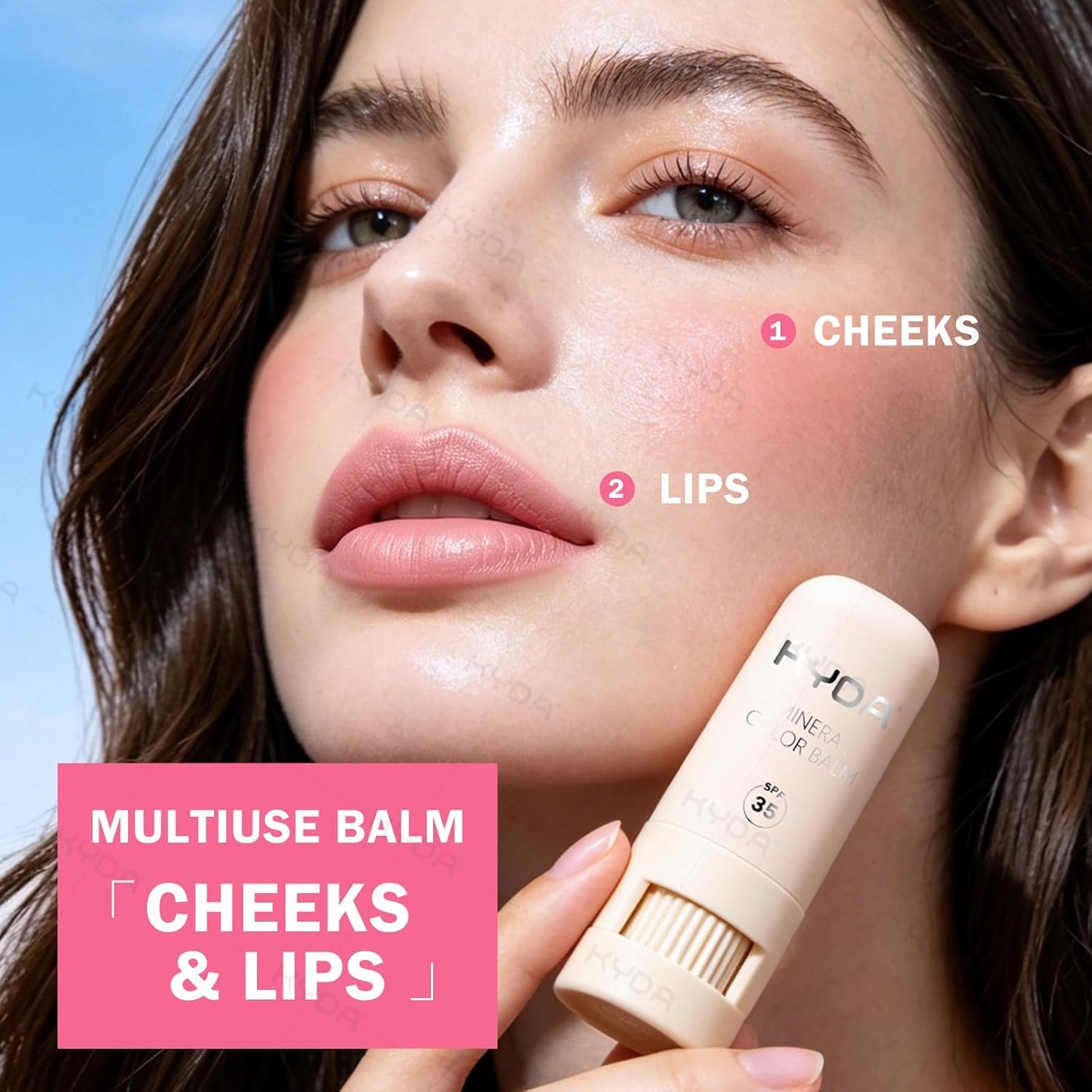 Mineral Color Balm - SPF 35 Shimmer Cream for Lips & Cheeks | Buildable, Lightweight, Multiuse - Pink, Lovely, Shy