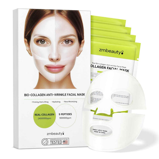 ZMbeauty Collagen Face Mask, Bio-Collagen Mask Overnight for Skin Care, Anti-Wrinkle Facial Sheet Mask with 9 Peptides for Elasticity & Moisturizing, Collagen Night Wrapping Mask