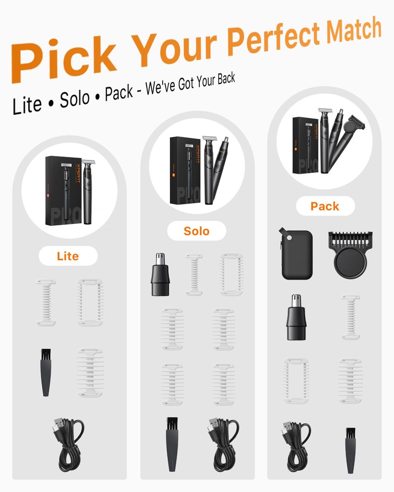 [2026 Upgraded] Beard & Nose Hair Trimmer Kit, [All-in-One] 12 in 1 Rotating Comb, Travel Body Hair Electric Shaver for Men, USB-C Fast Charging, Painless Razor Waterproof Wet/Dry, Black(Pack)