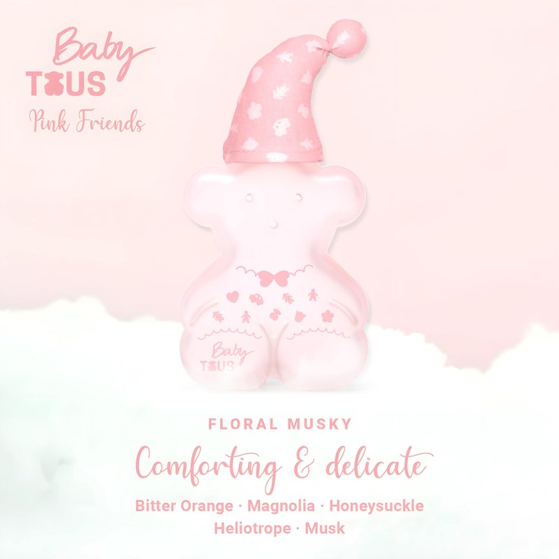 TOUS Baby Cologne for Girls. Floral, Fresh, Powdery Perfume, Gentle Scent for Babies & Toddlers. Ideal Baby Gift, 3.4 Fl Oz
