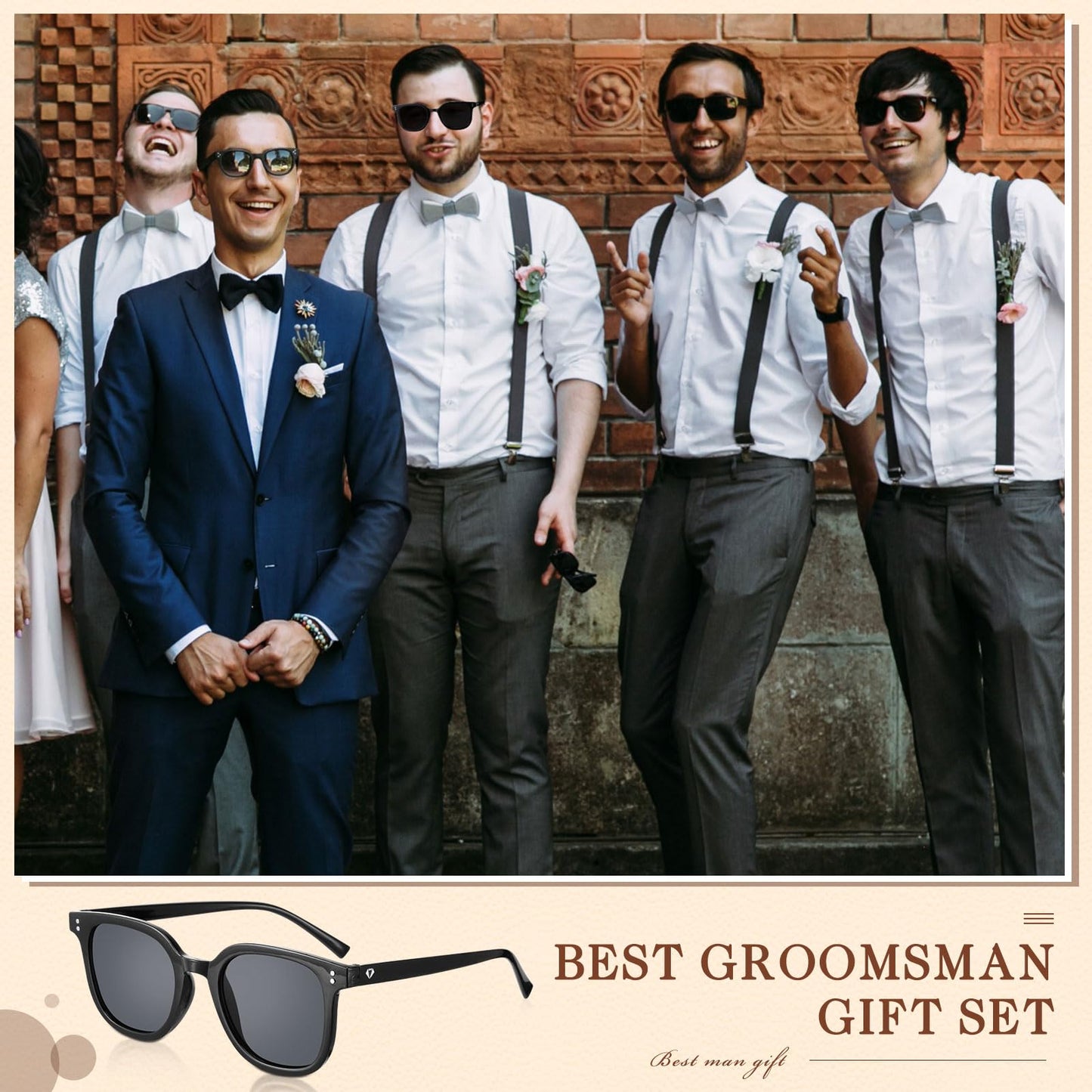 SilTriangle 18 Pcs Wedding Groomsmen Gifts Set Include Pcs Men Toiletry Bags Pairs Cotton Groomsmen Socks Pairs of Sunglasses for Wedding Proposal Gifts Bachelor Party Travel Kit(Brown)