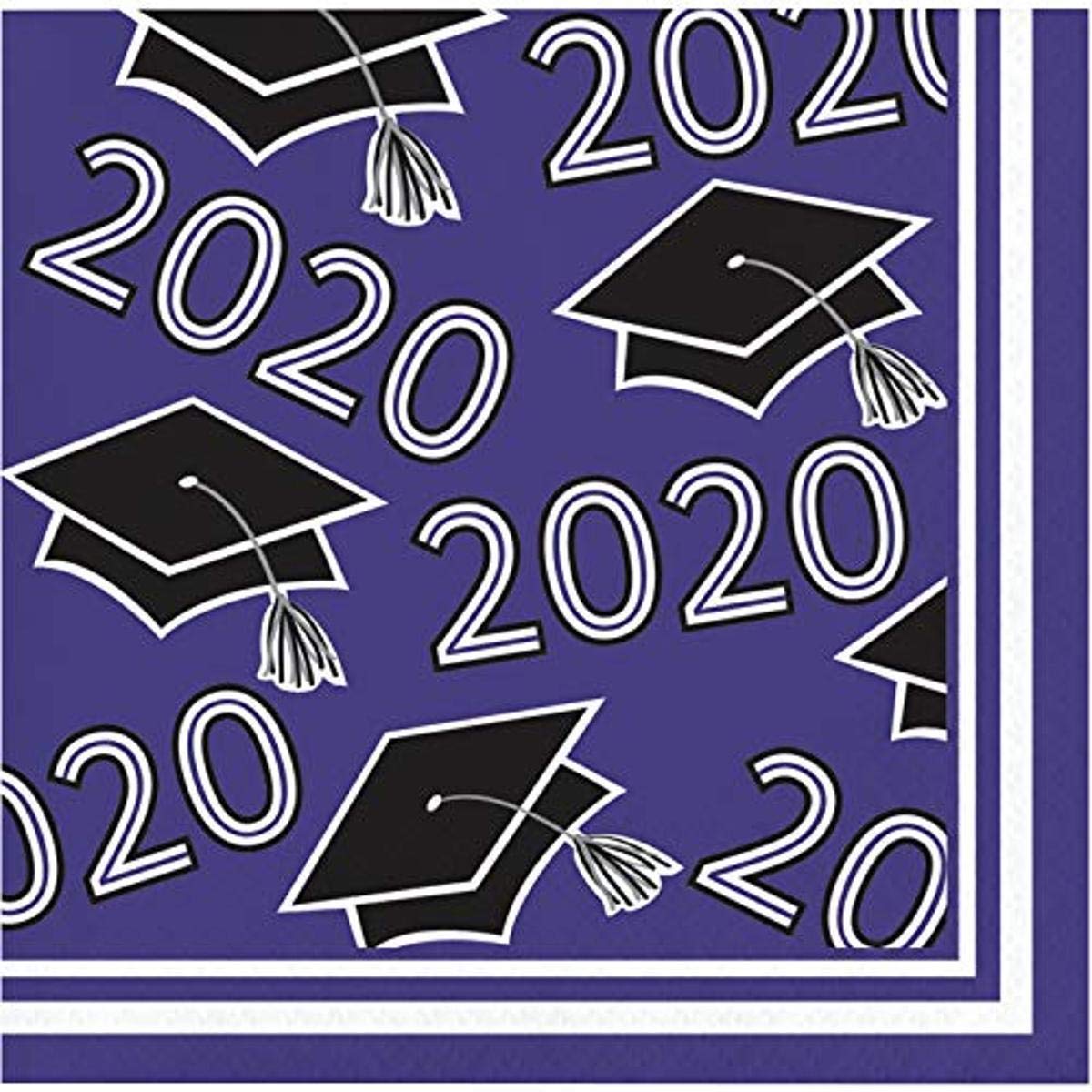 Creative Converting Class of 2020 Purple Grad Beverage Napkins, 5"