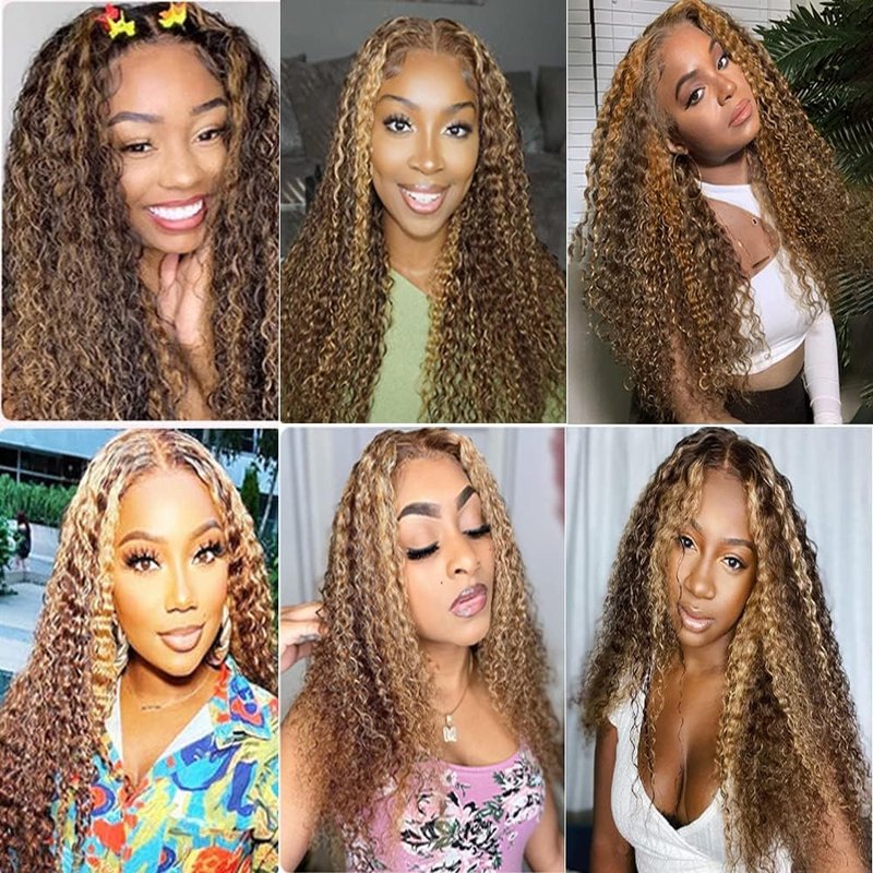 Wahairse Human Hair Bundles Jerry Curly P4/30 Color Human Hair Unprocessed Brazilian Virgin 3 Bundles Quick Weave Human Hair Extensions 300g (P4/30 Jerry Curly,12 14 16)