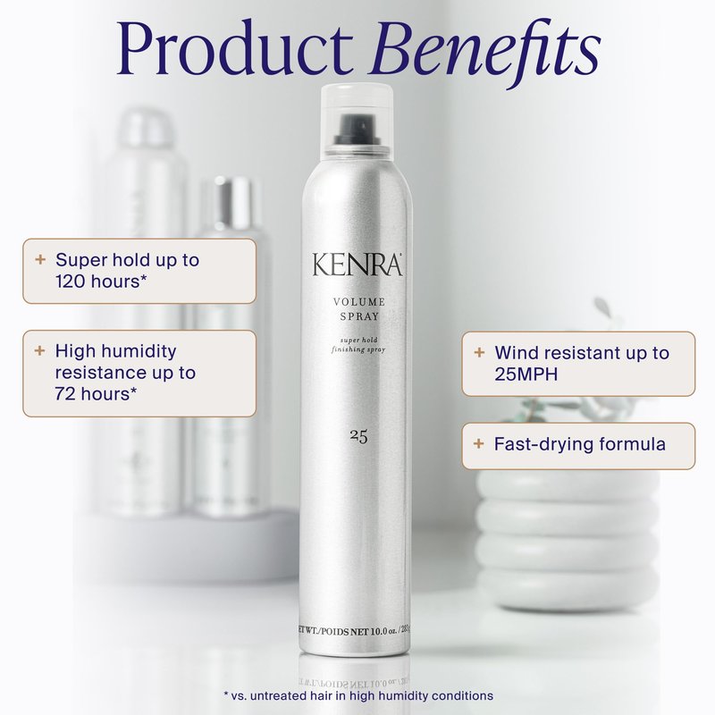 Kenra Professional Volume Spray 25 50% | Super Hold Finishing & Styling Hairspray | Flake-free & Fast-drying | Wind & Humidity Resistance | All Hair Types | 16 oz