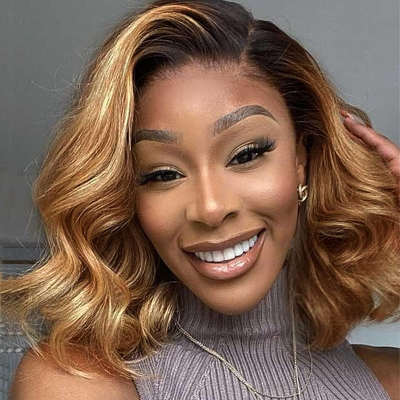 Ombre Human Hair Bundles Body Wave 4 bundle human hair 12A Virgin Unprocessed Human Hair Short Bundles Ombre Blonde Bundles(8888，1B/30)