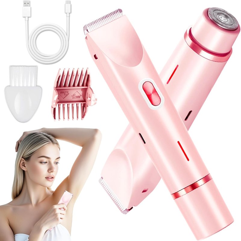 Bikini Trimmer for Women - Electric Razor & Shaver with Dual Ceramic Blades | Painless Hair Removal, Waterproof, 90min Cordless Runtime