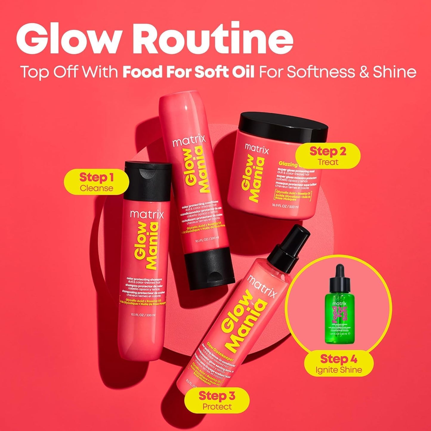 Matrix Glow Mania Super Gloss Mask - Protects Shine & Glow with Glycolic Acid & Rosehip Oil | For Dull & Color-Treated Hair