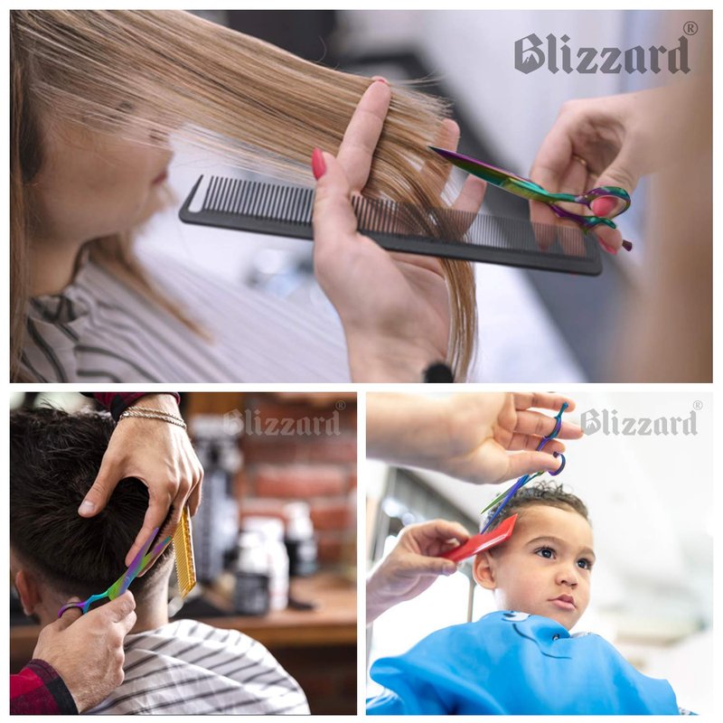 Blizzard Professional Hair Cutting Scissors – 5.5 inch VG10 Cobalt Haircut Shears with Razor Sharp Blades - Rainbow Finish Barber Hairdressing Travel Case for Salons & Home Use
