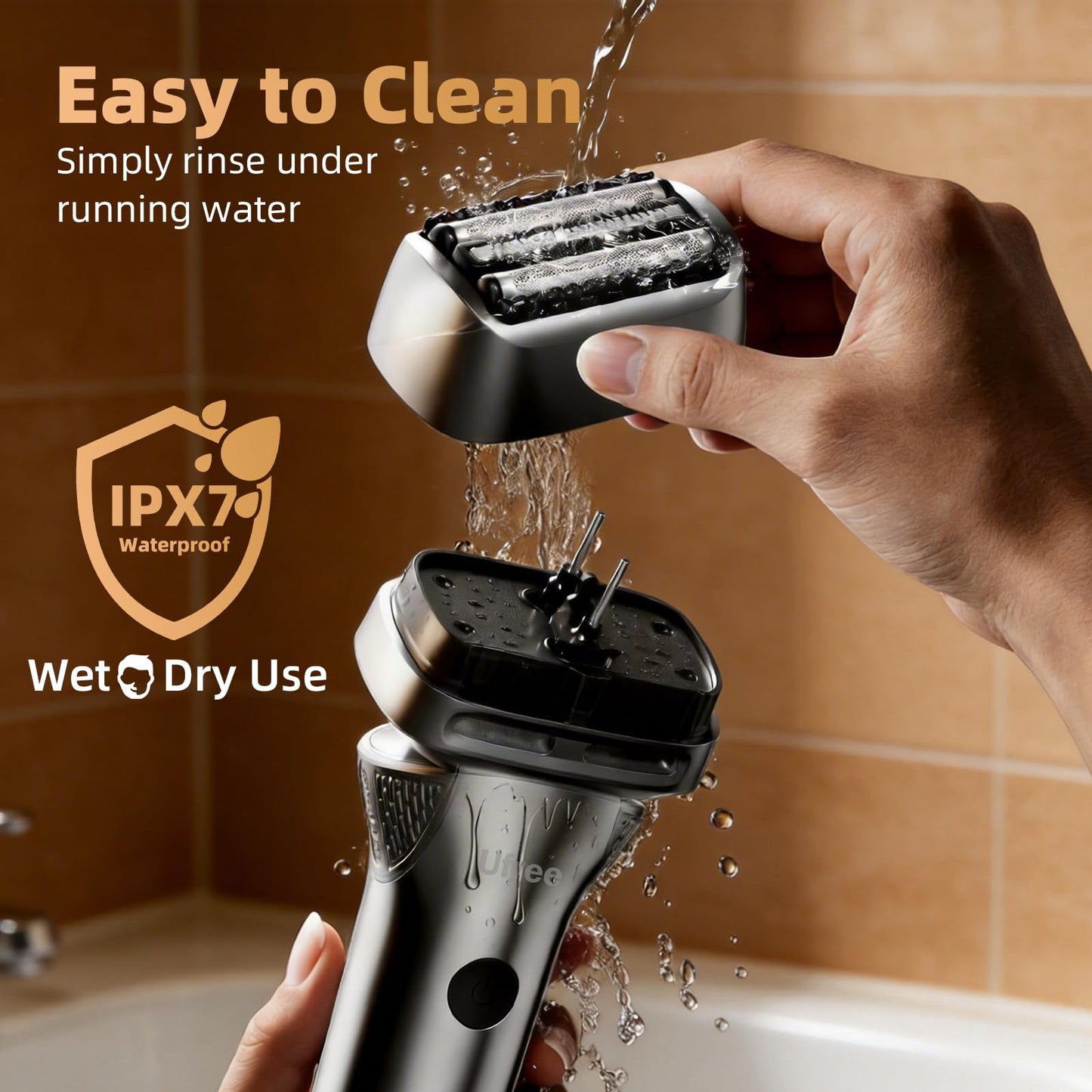Ufree Foil Shaver with Pop-Up Trimmer, 8,500 RPM Electric Razor for Men, Wet & Dry Electric Shaver with 2 Speed Modes, LED Display, Rechargeable Cordless, IPX7 Waterproof, Silver