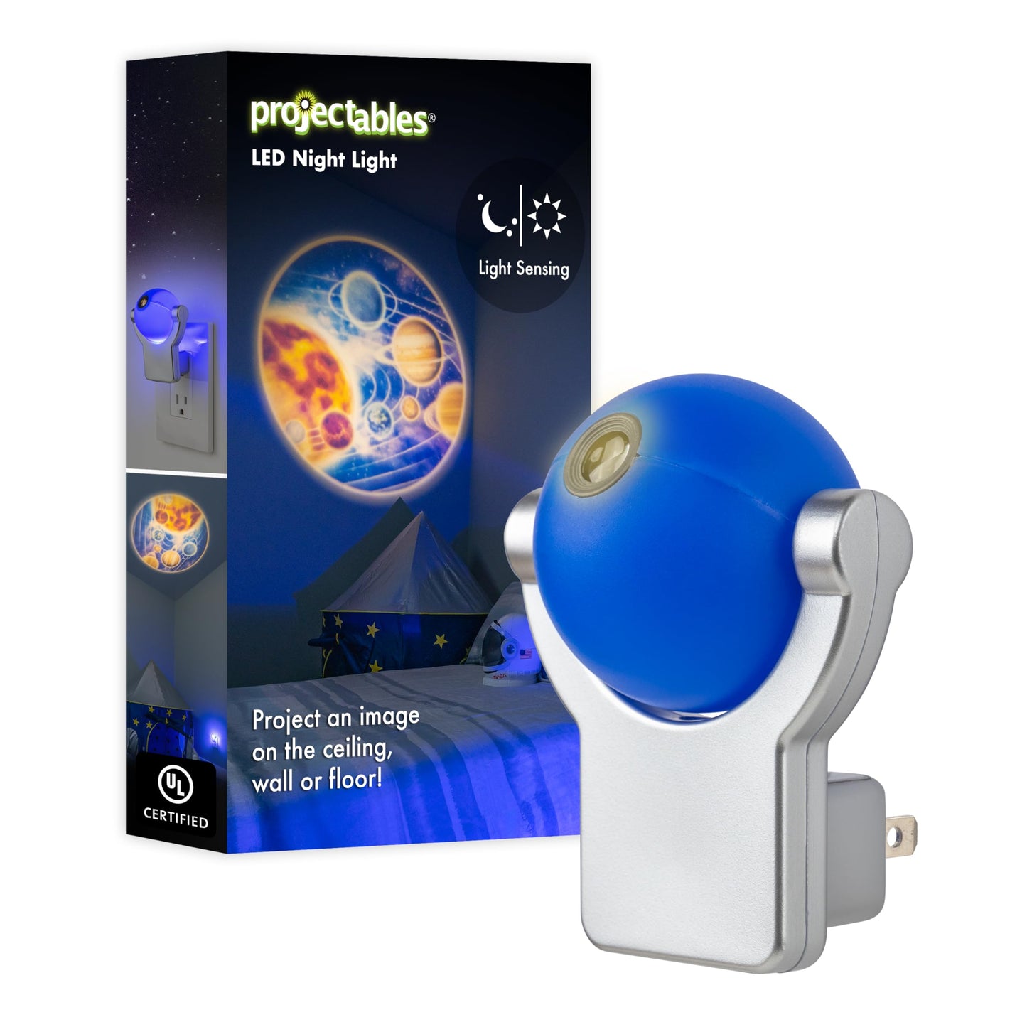 Projectables LED Solar System Night Light Projector, Dusk-To-Dawn Sensor, Auto On/Off, Galaxy Projector Planets Ideal for Children's Bedroom, Bathroom, Playroom 11282