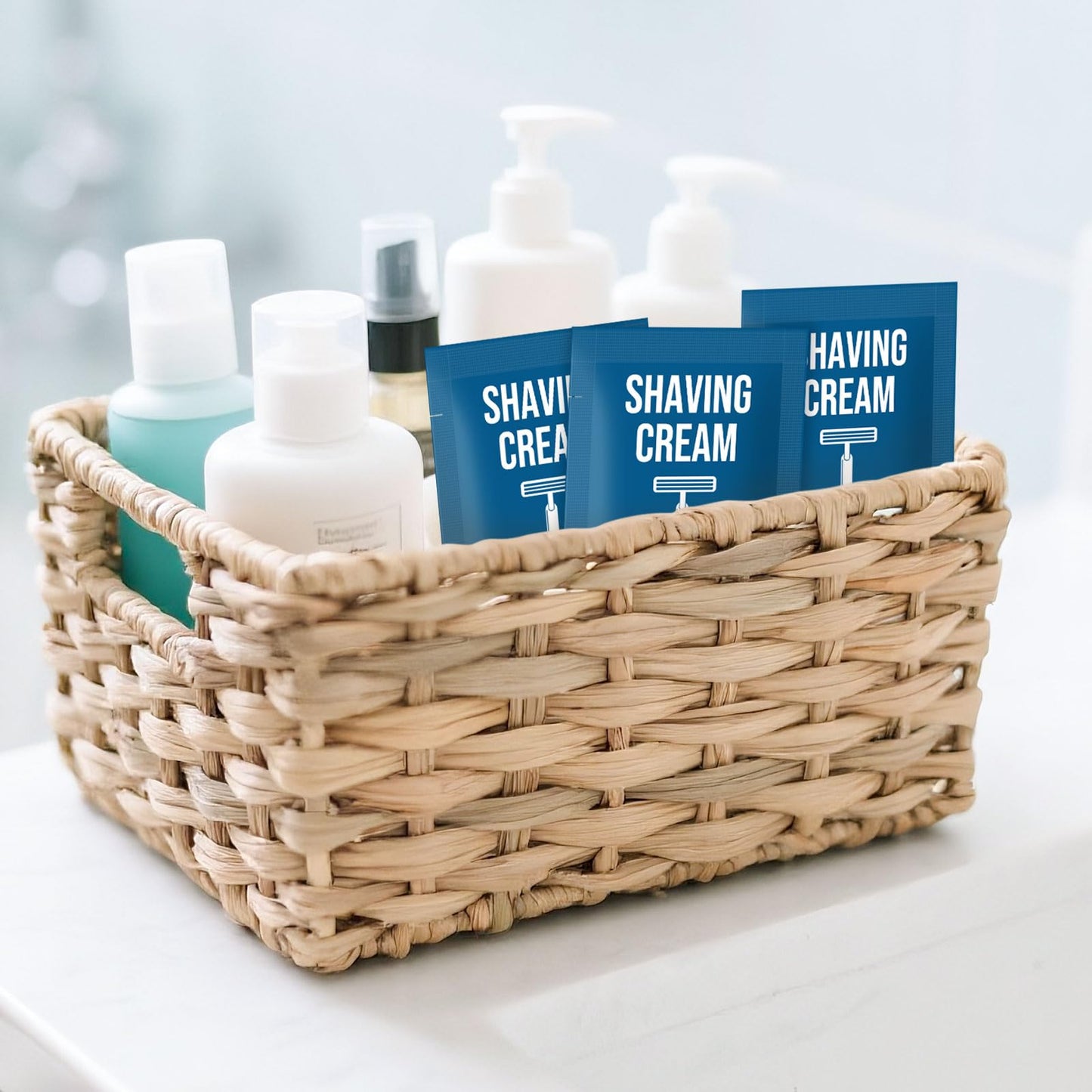Shaving Cream Bulk Travel 8ml/0.28fl oz,Disposable Shaving Cream in Bulk Travel Shave Cream for Hotel Homeless（White Tea，Pack of 200)