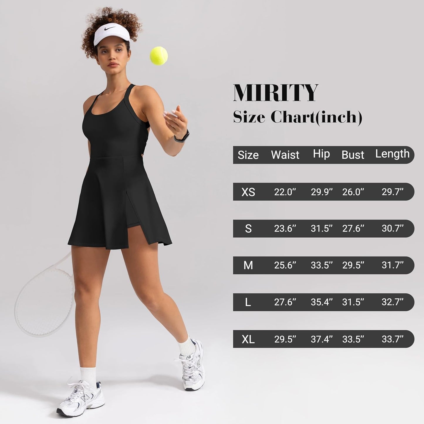MIRITY Women's Tennis Dress | Activewear with Built-in Shorts, Pockets & Bra for Golf & Workouts