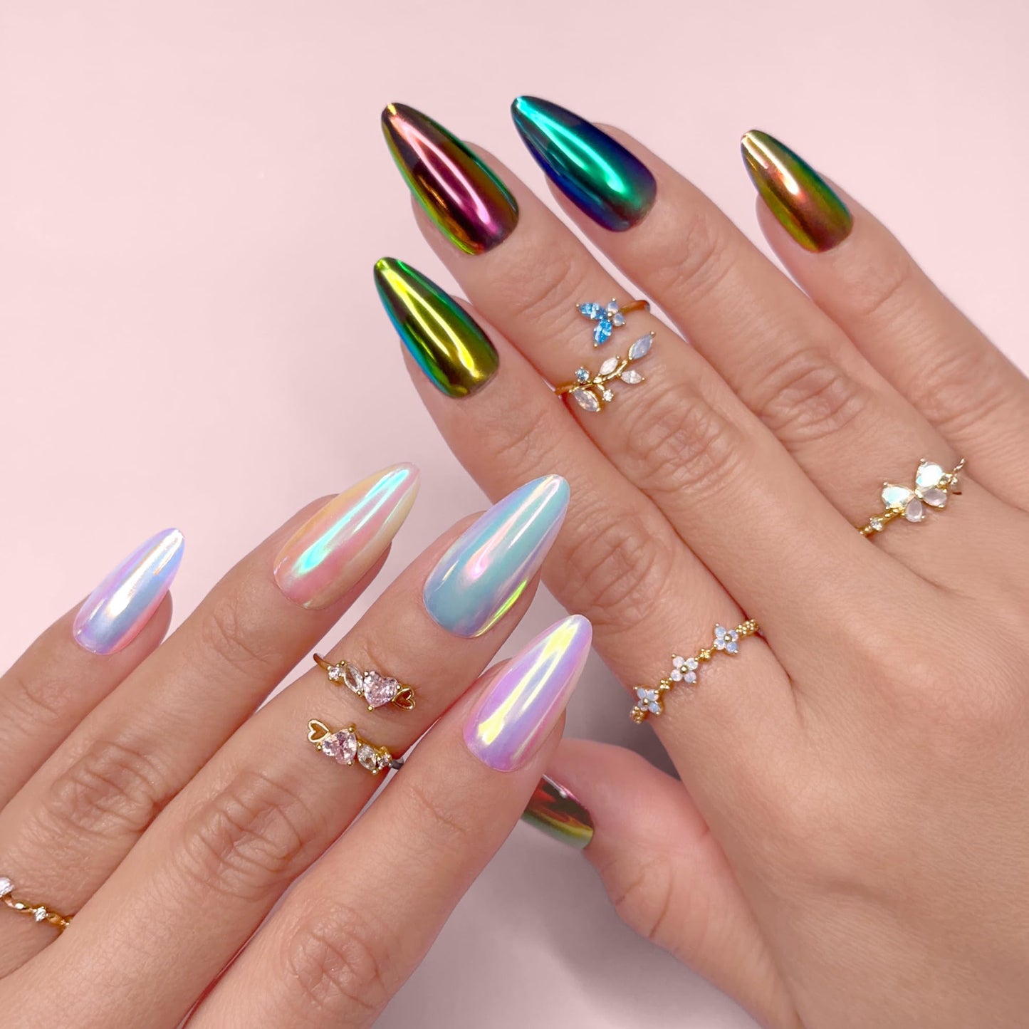 Daily Charme Aurora Unicorn Mermaid Nail Chrome Powder (Aurora) 1g, Pearlescent Nail Art Decoration, Home DIY/Nail Salon Manicure