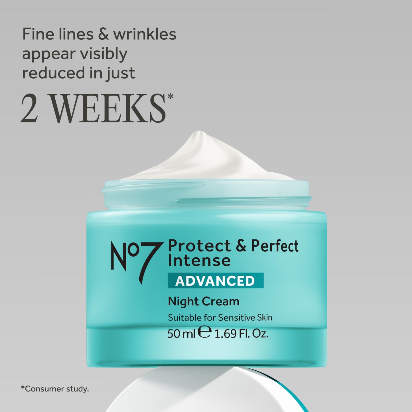 No7 Protect & Perfect Intense Advanced Night Cream - Vitamin E & Shea Butter Face Cream - Fine Line Reducing Moisturizer with Collagen Peptide Technology (1.69 fl oz)
