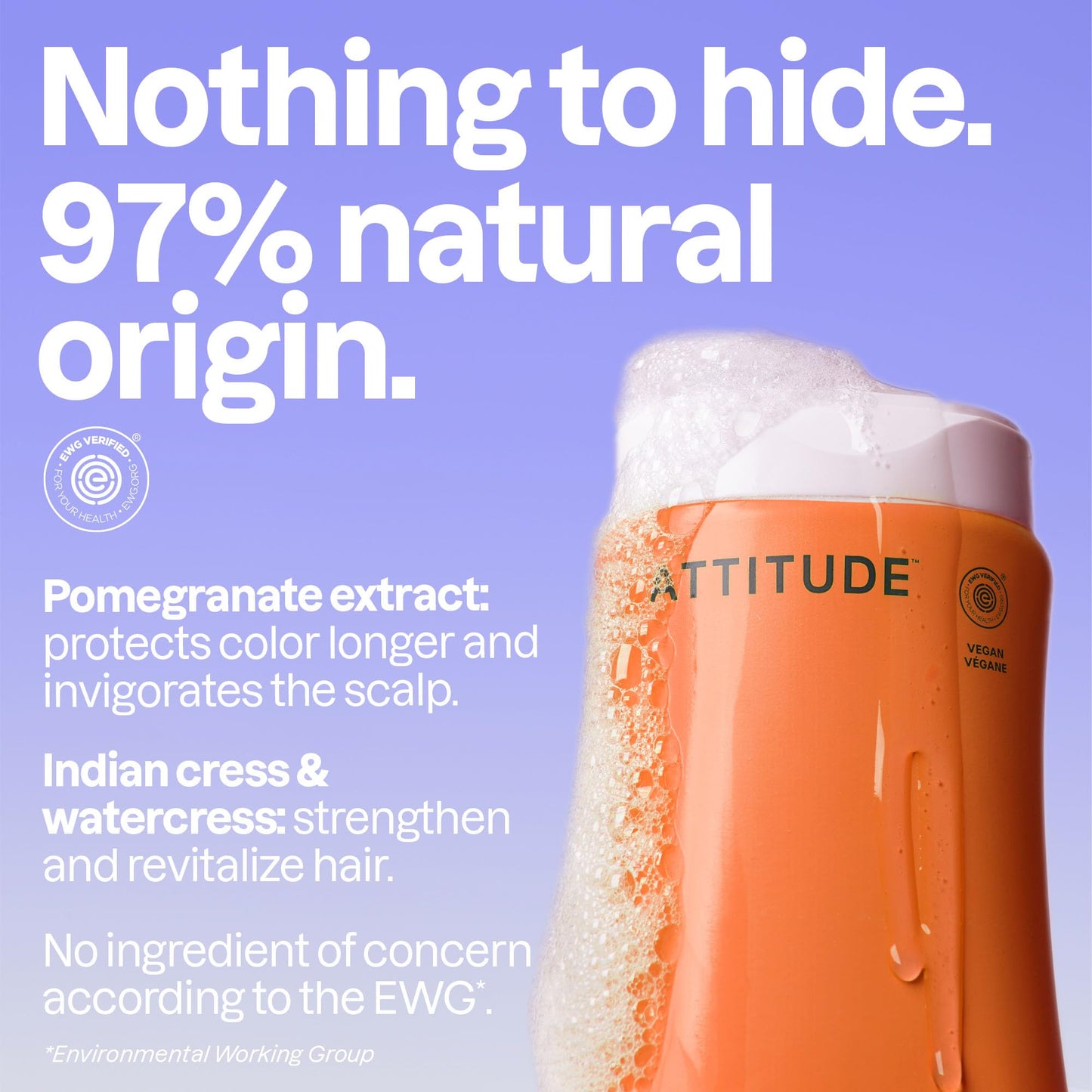 ATTITUDE Colorlast Hair Shampoo, EWG Verified, For Color Treated Hair, Protects Color, Naturally Derived Ingredients, Vegan and Plant Based, Avocado Oil and Pomegranate, 473 mL (Pack of 6)