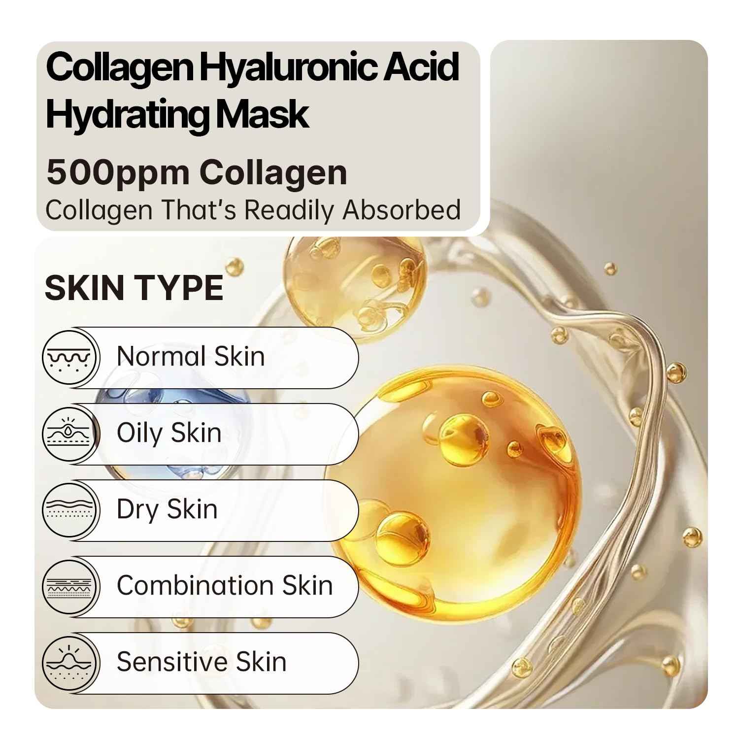 HEALOINE Deep Collagen Face Mask with Hyaluronic Acid, Overnight 500ppm High Concentration Hydrolyzed Collagen Mask, Firming Korean Face Mask for Women 30g*10ea