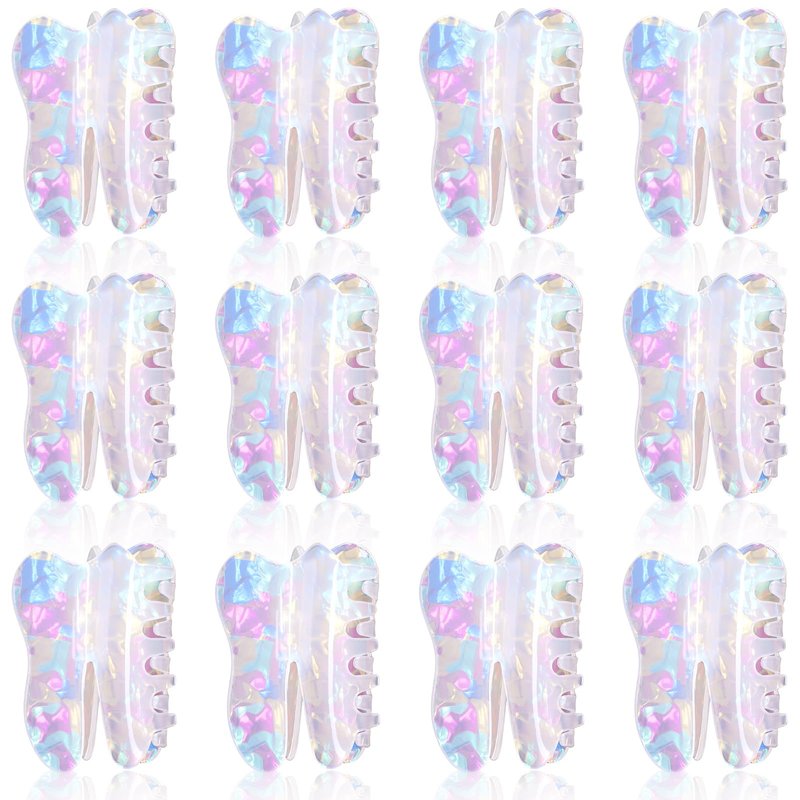 Yuxung 12 Pcs Dental Claw Clip Bulk Tooth Hair Claw Oral Health Day Dental Assistant Gifts Hygienist Gift Cute Clips Tooth Clips Accessories for Thin Hair Women Girls