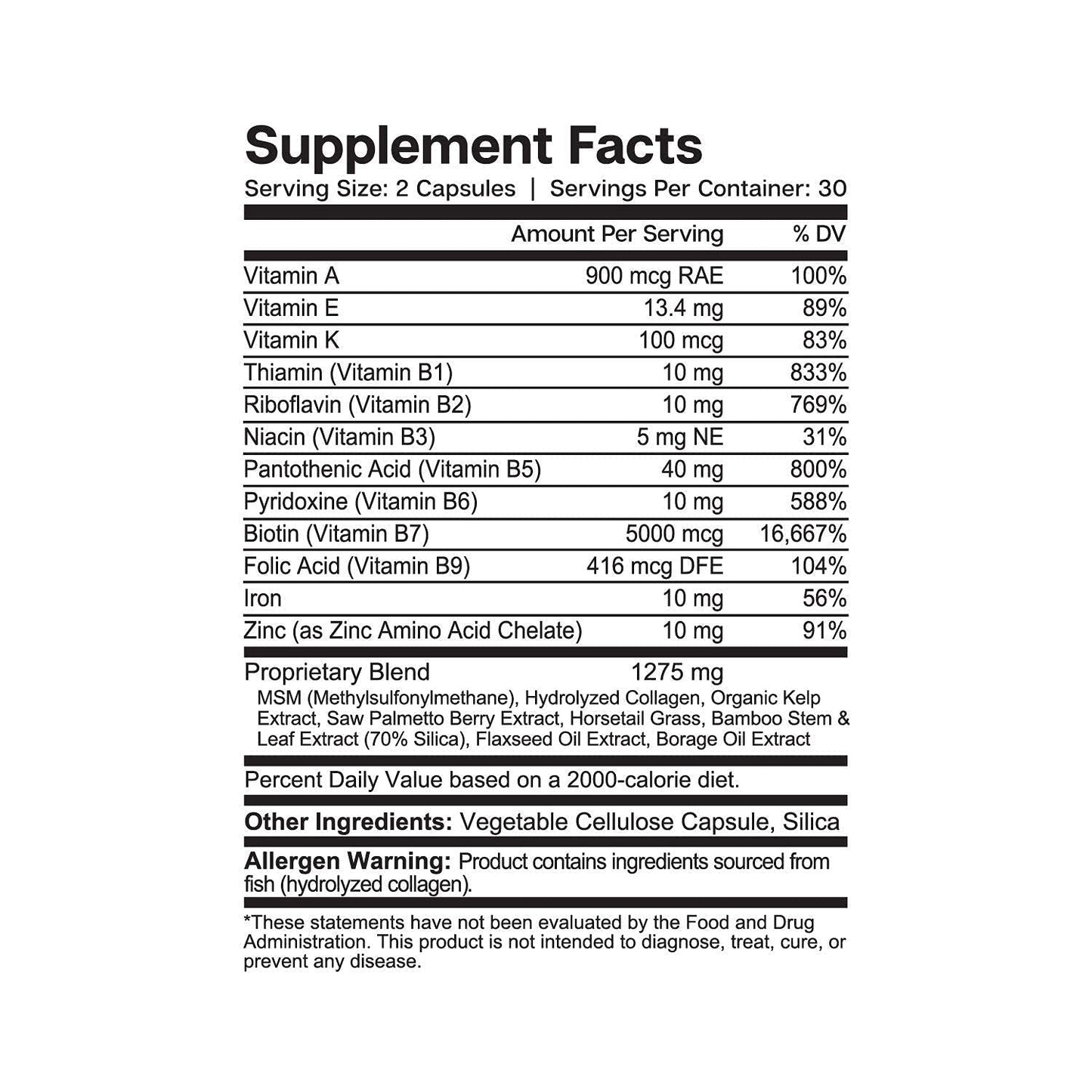 Essential Elements® Hair Hero™ - Hair Vitamins for Men - Broad-Spectrum Support with 5000 mcg Biotin - 60 Count - 30 Servings