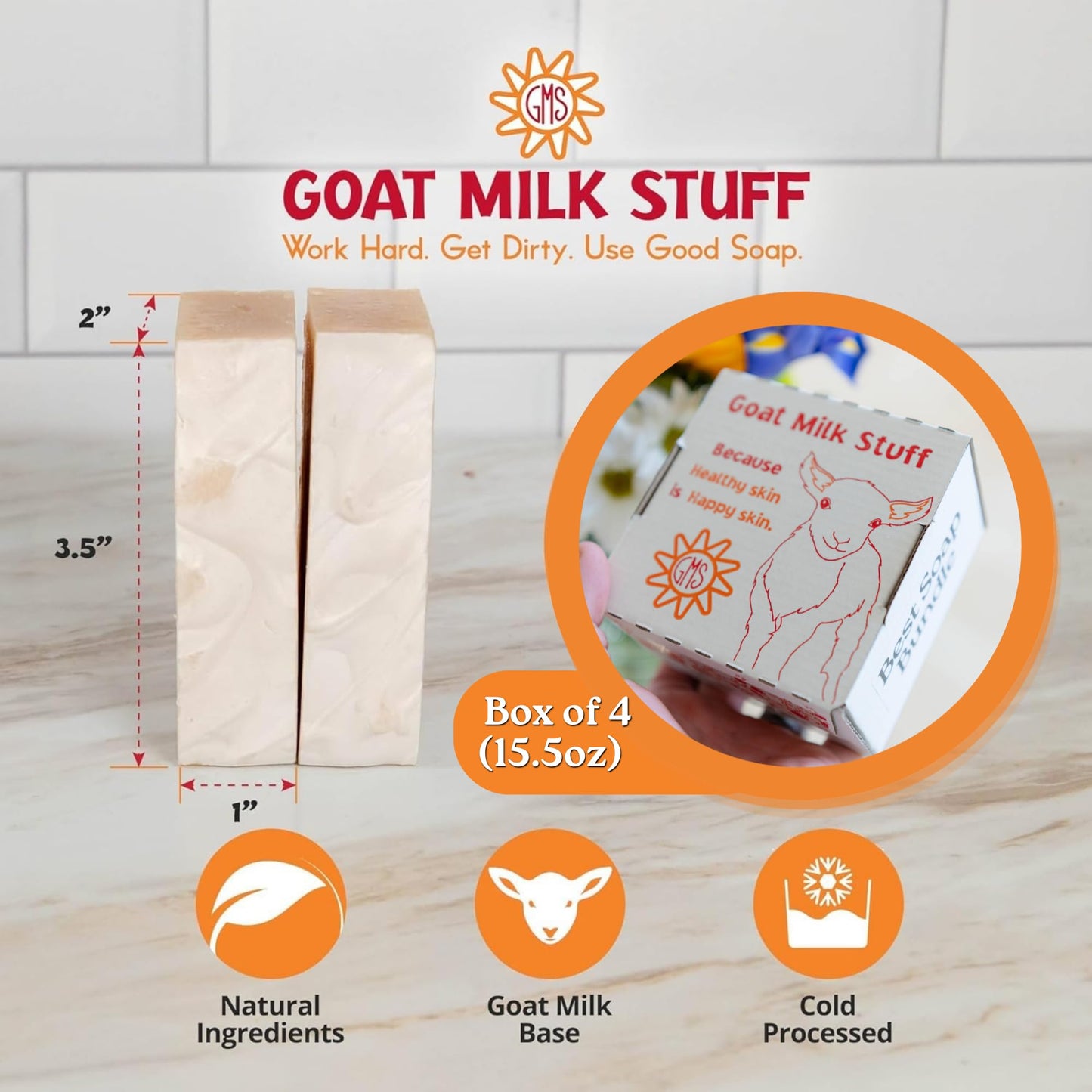 Goat Milk Stuff Goat Milk Soap - PURITY | All-Natural, Unscented, Fresh Goat Milk Soap Bar, Gentle on Sensitive Skin - Handmade (Box of 4)