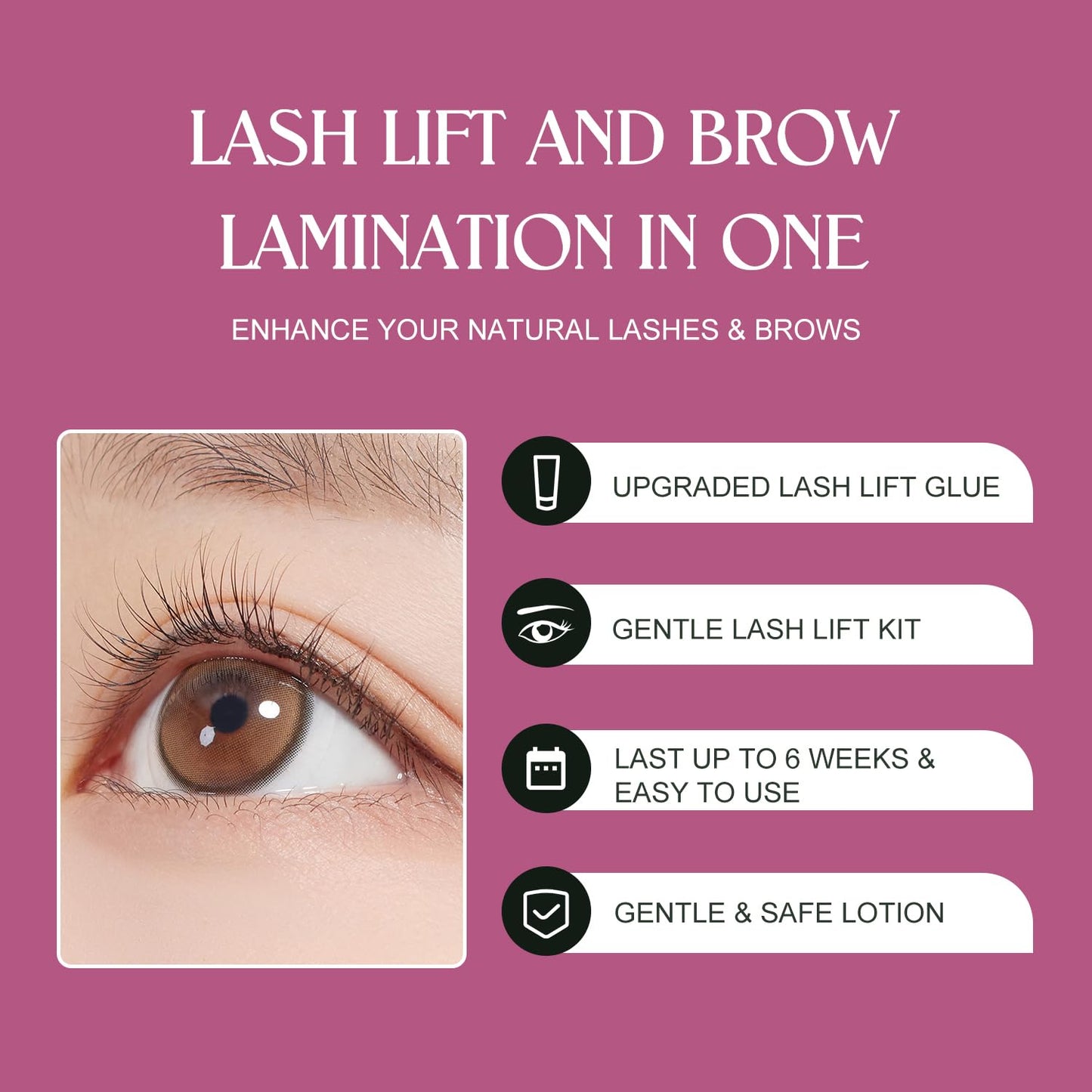 Lash & Brow Lift, Professional Lash Lift Kit Natural Ingredient for Long-Lasting Natural Curl & Self Lash Lifting, Brow Lamination Set for Salon-Quality Results at Home