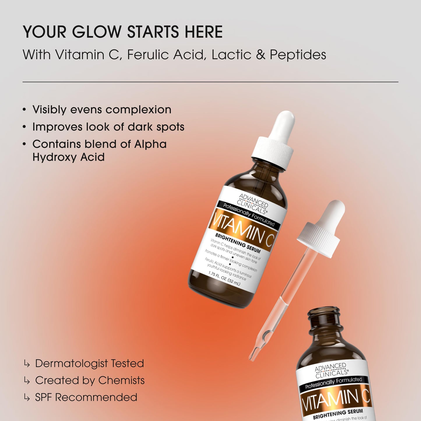 Advanced Clinicals 3 Pack Glow Getter Vitamin C Skin Care Set | Vitamin C Serum + Facial Cleanser Face Wash + Under Eye Cream | Anti Aging Gift Set Box For Women & Men, 3PC