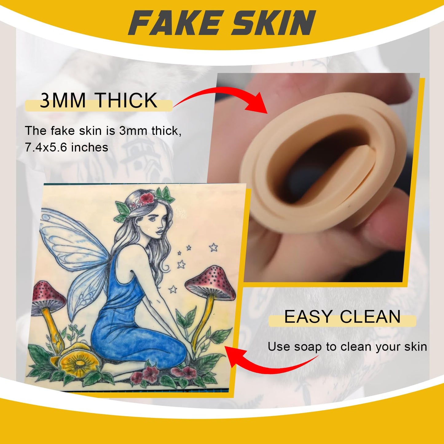 Narkysus 3MM Fake Skin with Transfer Paper, 30Pcs Tattoo Skin Practice Kit Including 10pcs 3mm Skin and 20pcs Stencil Paper for Beginners