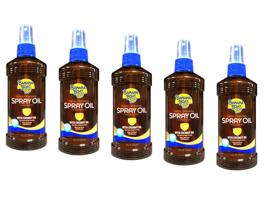 Banana Boat Deep Tanning Spray with Coconut Oil SPF 4, 8 Ounces each (Value Pack of 5)