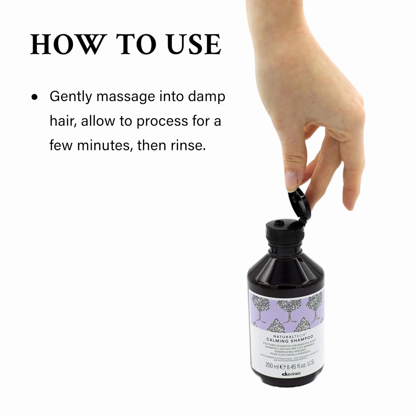 Davines Naturaltech Calming Shampoo, Soothing & Relieving for Sensitive Scalp - With Blueberry Phytoceuticals - Gentle Cleanser Reduces Itching & Redness, 8.45 Fl Oz