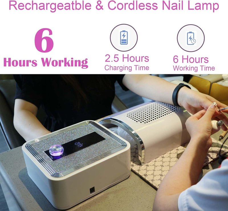 UV LED Nail Lamp - Cordless 120W Rechargeable Gel Nail Dryer with Timer | Portable Rhinestone Curing Light for Nail Art Enthusiasts
