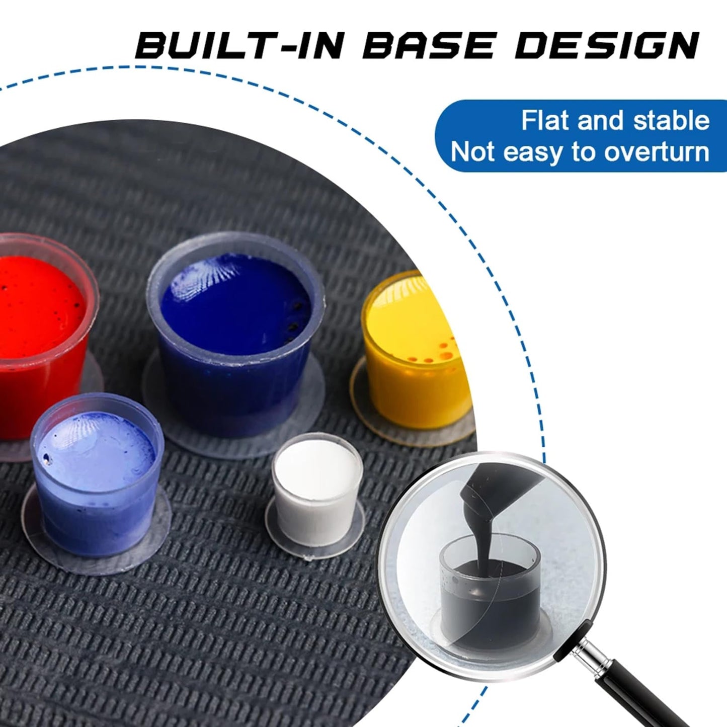 Autdor 1010Pcs Tattoo Practice Skins and Ink Cups Medium with Base Kit - Includes 1000Pcs Pigment Ink Cups 14mm and 10Pcs Blank Tattoo Skin