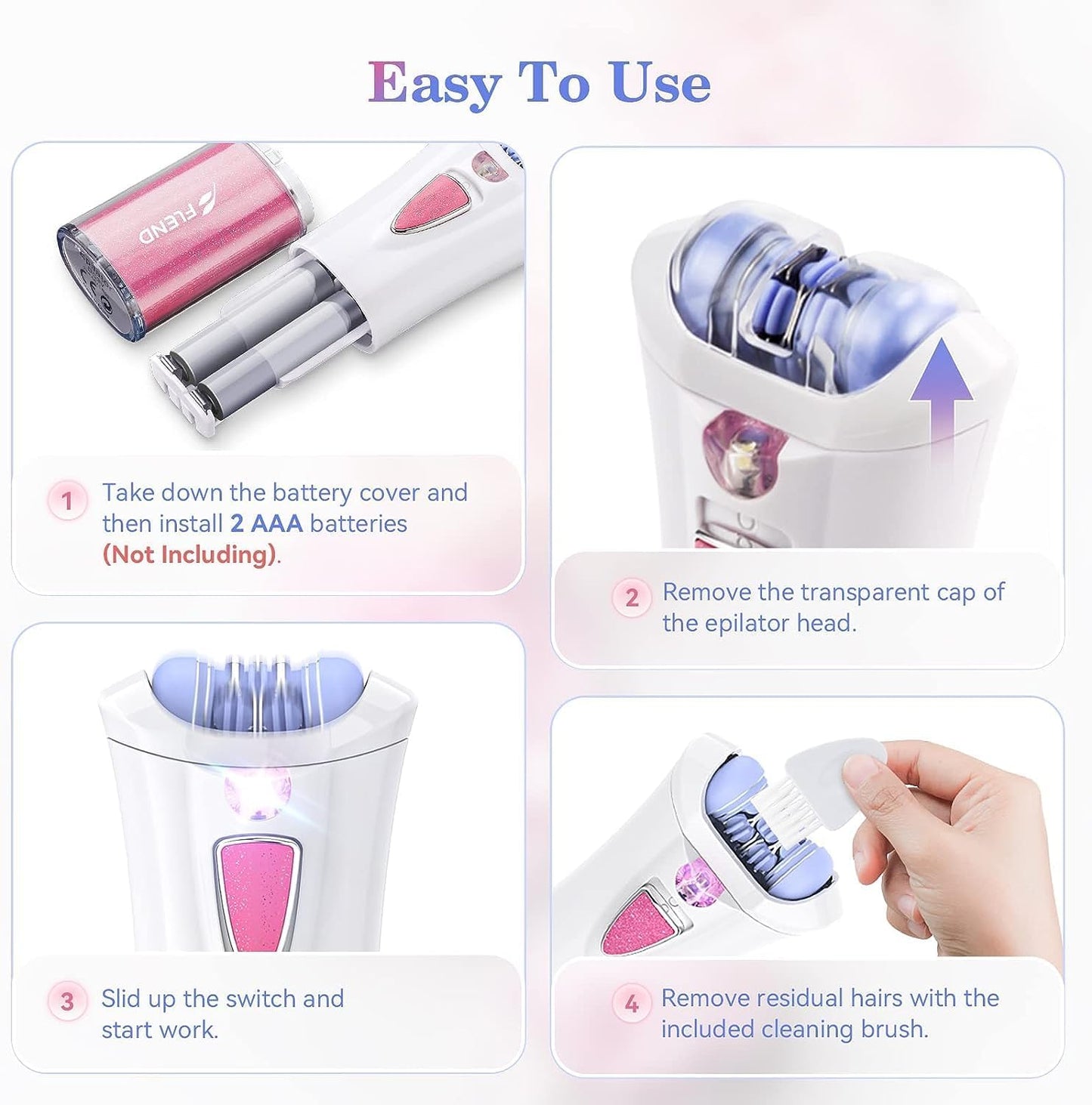 Mini Epilator - Facial Hair Remover for Women | Portable Electric Shaver with 9 Tweezers & LED Light for Precision
