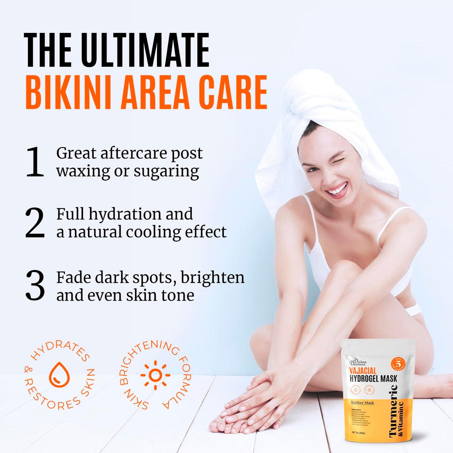 Divine Derriere Vajacial Hydrogel Mask - Premium Modeling Mask with Turmeric & Vitamin C - Deeply Purifying & Super Hydrating Facial & Vajacial Masks, Hydro jelly Peel-Off Powder (Full Kit)
