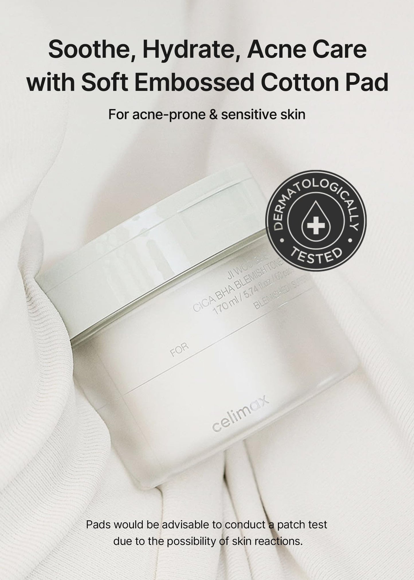 celimax Ji.Woo.Gae CICA BHA Blemish Toner Pad | BHA PHA LHA Complex, Centella Asiatica Extract, Hydrating, Moisturizing, Soothing, Reparing, (60 Pads)