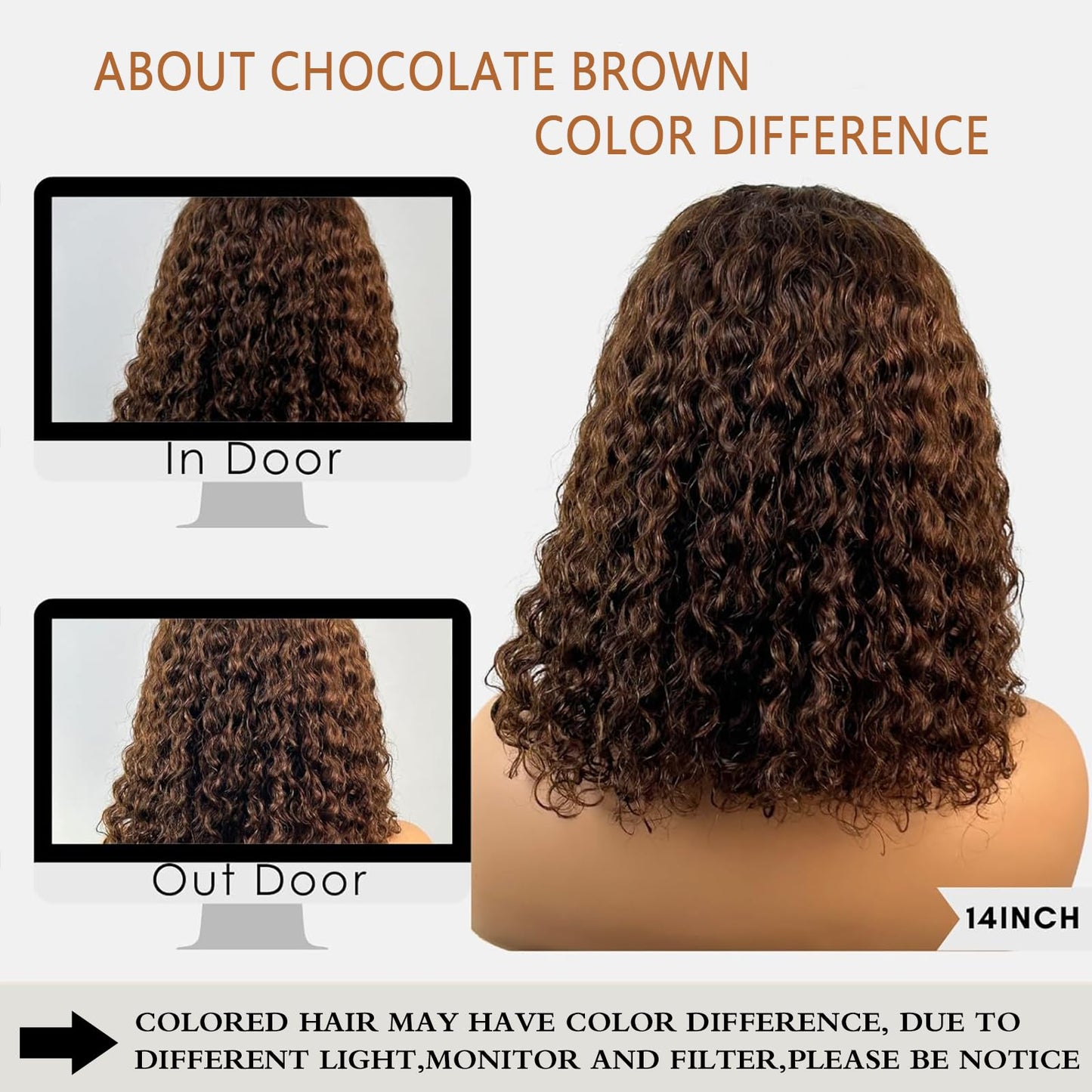 Chocolate Brown Glueless Wigs Human Hair Pre Plucked Pre Cut 180% Density Closure Wigs Human Hair Bob Wig Curly Human Hair Wig Wear and Go Glueless Wig for Women 10 Inches