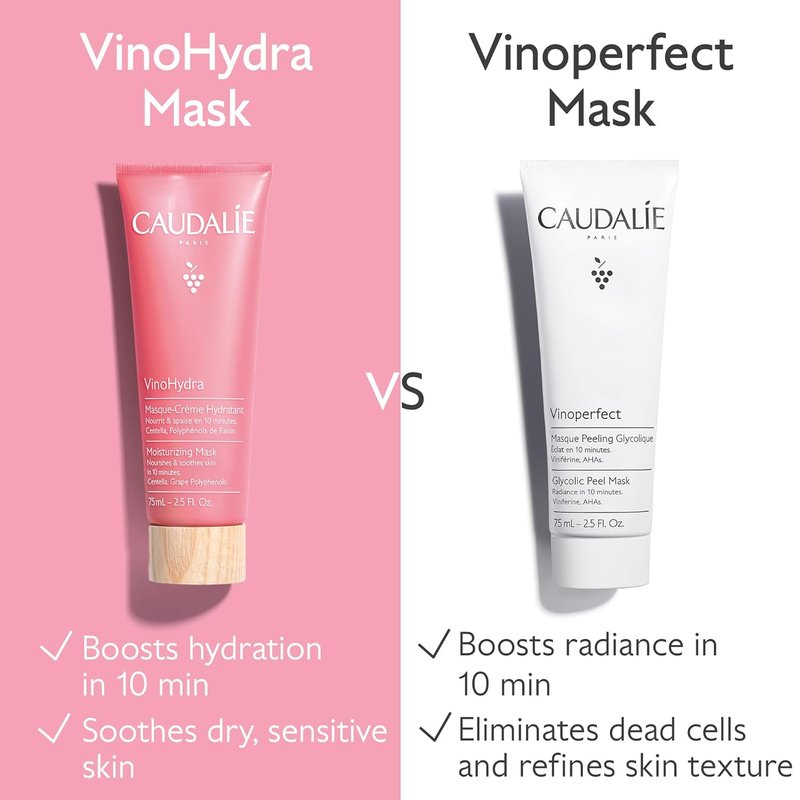 Caudalie VinoHydra Moisturizing Mask | 10-Minute Hydration Booster with Centella Asiatica - 75 mL