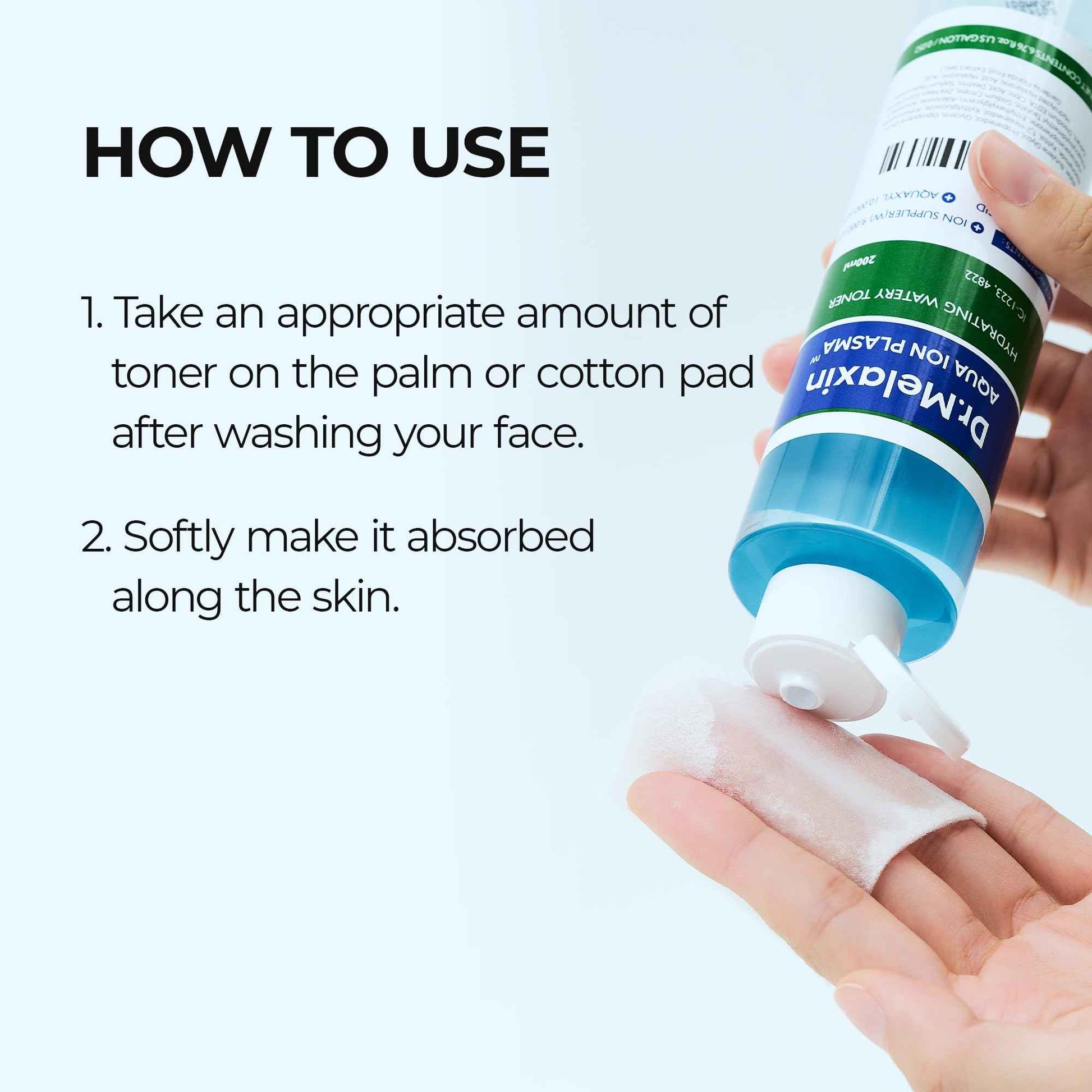 DR.MELAXIN Aqua Ion Plasma Watery Toner 200ml / 6.76 fl oz, Hyaluronic Acid, L22, moisturizing, Korean Skincare